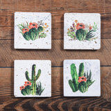 Desert Skull Mug and Cactus Blooms Coaster 8PC Set