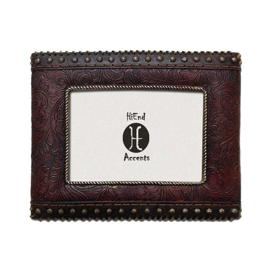 Tooled Leather w/ Studded Sides Picture Frame