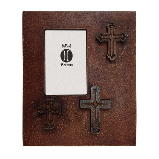 Distressed 3-Crosses Picture Frame, Red