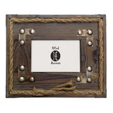 Wood w/ Metal Stripes & Rope Picture Frame