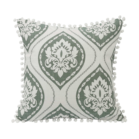 Belmont Graphic Print Throw Pillow w/ Pom Trim