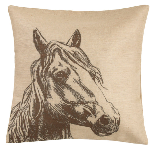 Burlap Horse Head Throw Pillow