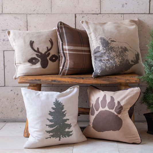 Faux Suede Bear Claw Pillow, Reverse Faux Leather
