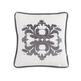 Madison Velvet Embroidered White Square Pillow