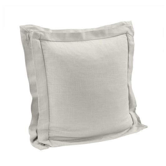 Double Flanged Washed Linen Pillow, Light Gray