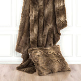 Faux Wolf Fur Throw Pillow