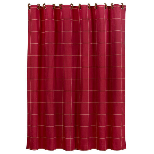 Red Windowpane Shower Curtain