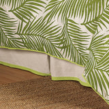 Capri Coastal-Style Bedskirt, White & Green Linen