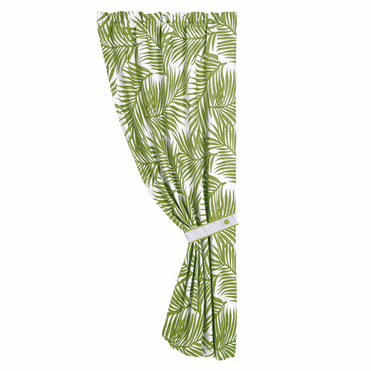 Capri Green & White Fern Single Panel Curtain