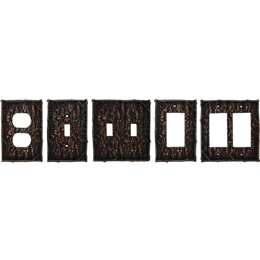 Pine Bark Double Rocker Wall Switch Plate