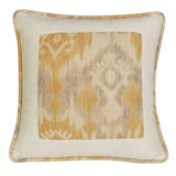 Casablanca Framed Throw Pillow, Taupe & Flaxen Ikat