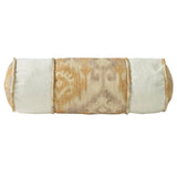 Casablanca Neckroll Pillow, Taupe & Flaxen Ikat