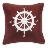 Liberty Dark Red Throw Pillow w/ White Linen Compass