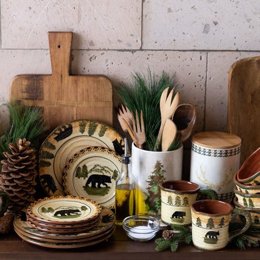 Rustic Bear Ceramic Serving Bowl
