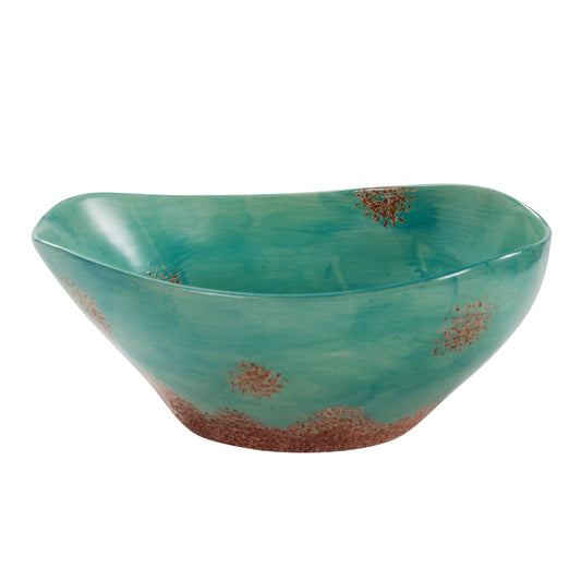 Patina Turquoise Ceramic Serving Bowl
