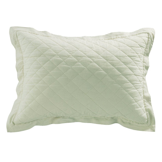 Linen Cotton Diamond Quilted Pillow Sham, Seafoam