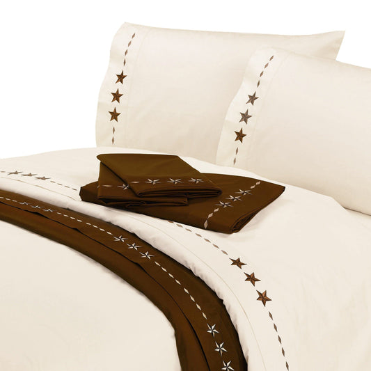 Embroidered Star 350TC Cotton Sateen Sheet Set