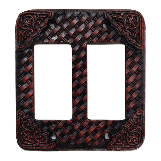 Tooled Resin Weaver Double Rocker Wall Switch Plate