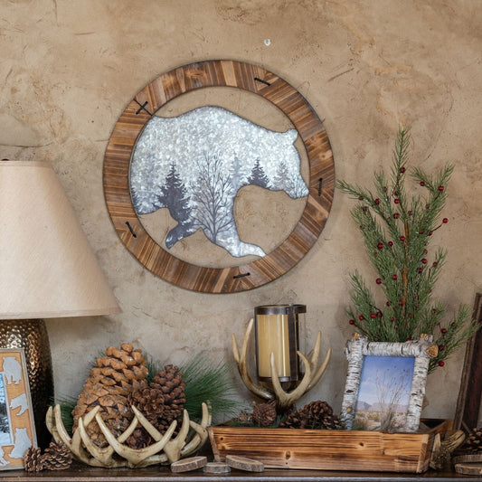 Wooden Serving Tray w/ (Faux) Antler Handles