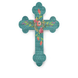 Turquoise Floral Horseshoe Cross Wall Decor