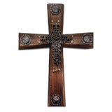 Wood Cross Wall Decor w/ Star & Concho Overlay