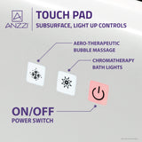 ANZZI Julia Series 67 in. Freestanding Acrylic Air and Whirlpool Bathtub with Touch Sensitive Control and Chroma Lights