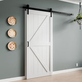 Grotto Series 36 in. x 84 in. Pure White Finish MDF Interior Sliding Barn Door with Hardware Kit in Matte Black