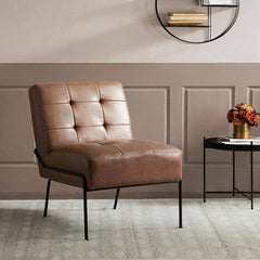 Armless Tufted Accent Chair w/ Metal Frame