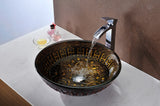 Opus Series 17 in. Bathroom Vessel Sink with Scratch-Tough and Stain-Resistant Surface in Lustrous Brown Glass