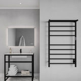 ANZZI Eve Series 8-Bar Towel Warmer (23.6" W x 39" H) with Top Shelf, Digital Control, Dual Installation, Rhino Alloy Certified Stainless Steel