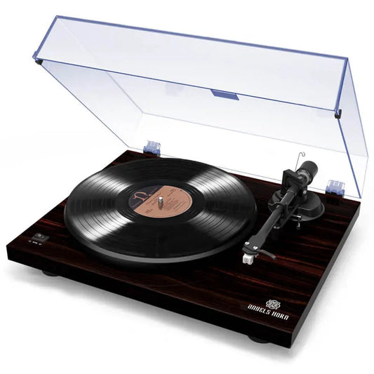 Angels Horn H002-BK Record Player Vintage Vinyl Turntable (Mahogany)
