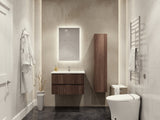 ANZZI Conques 3-Piece Vanity Set (30" W), Wall Mounted, Glossy White Stone Top, Soft-Close Drawers, LED Defogger Mirror & 55" Side Cabinet