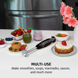 Ovente Immersion Hand Blender, Black, Red or White (HS560 Series)