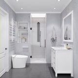 Fellow Series 24 in. x 70 in. Frameless Hinged Shower Door with Clear/Frosted Tempered Glass and Tsunami Guard