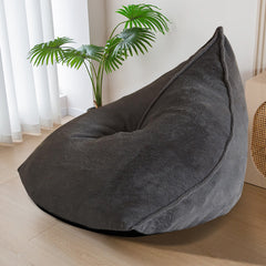 MAXYOYO Bean Bag Chairs for Adults, Giant Sherpa Lazy Couch with Filler, Dark Grey