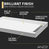 Stellar Series 76 in. x 45-48 in. Sliding Frameless Shower Door with Alcove Shower Base - Multiple Finishes