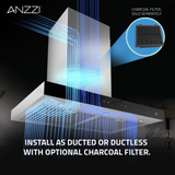 ANZZI 30-Inch 600 CFM 3-Speed Stainless Steel Wall Mount Convertible Residential Range Hood with LED Lamp