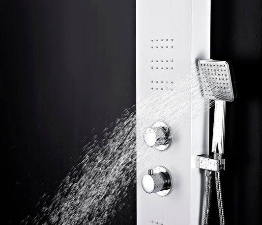 ARENA Series 60 in. 2-Jetted Full Body Shower Panel System with Heavy Rain Shower and Body Jets and Spray Wand in White