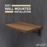 Goreme 16.93 in. Teak Wall Mounted Folding Shower Seat