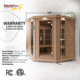 Mauritius 5-Person Carbon FAR Infrared Hemlock Wooden Indoor Home Sauna Room with LED Touch Control Panel