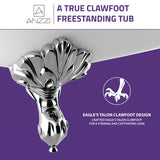 ANZZI Clawfoot Series 67" x 30" Slipper Freestanding Tub, Deep Soaking Acrylic, Reversible Drain, and Polished Chrome Claw Feet (Eagle/Lion Styles)