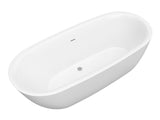 Britt Series 59 in. x 30 in. Flat Bottom Acrylic Freestanding Soaking Bathtub with Center Drain in Glossy White
