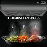 ANZZI 36-Inch 450 CFM 3-Speed Stainless Steel Under Cabinet Convertible Residential Range Hood with LED Lamp