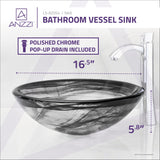 Mezzo Series 17 in. Round Bathroom Vessel Sink with Stain-Resistant Non-Porous Surface in Slumber Wisp Finish Glass