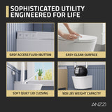 Smart Wall-Hung Elongated Bidet Toilet in White with Auto Lid, Heated Seat, Air Dry, Remot Control, and Night Light