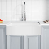Prisma Series Farmhouse Solid Surface 36 in. 0-Hole Single Bowl Kitchen Sink with 1 Strainer in Matte White