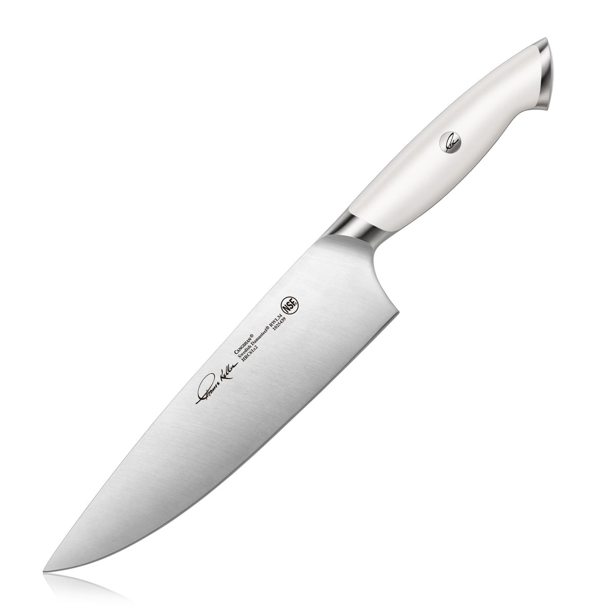 TKSC 8-Inch Chef Knife, Forged Swedish Powder Steel, Thomas Keller Signature Collection, White, 1025439