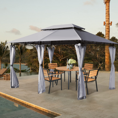 Tangkula 10 x 13 FT Patio Gazebo, 2-Tier Outdoor Gazebo