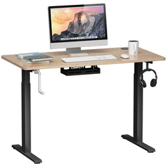 Tangkula Manual Height Adjustable Standing Desk, Sit to Stand Desk w/Foldable Crank Handle