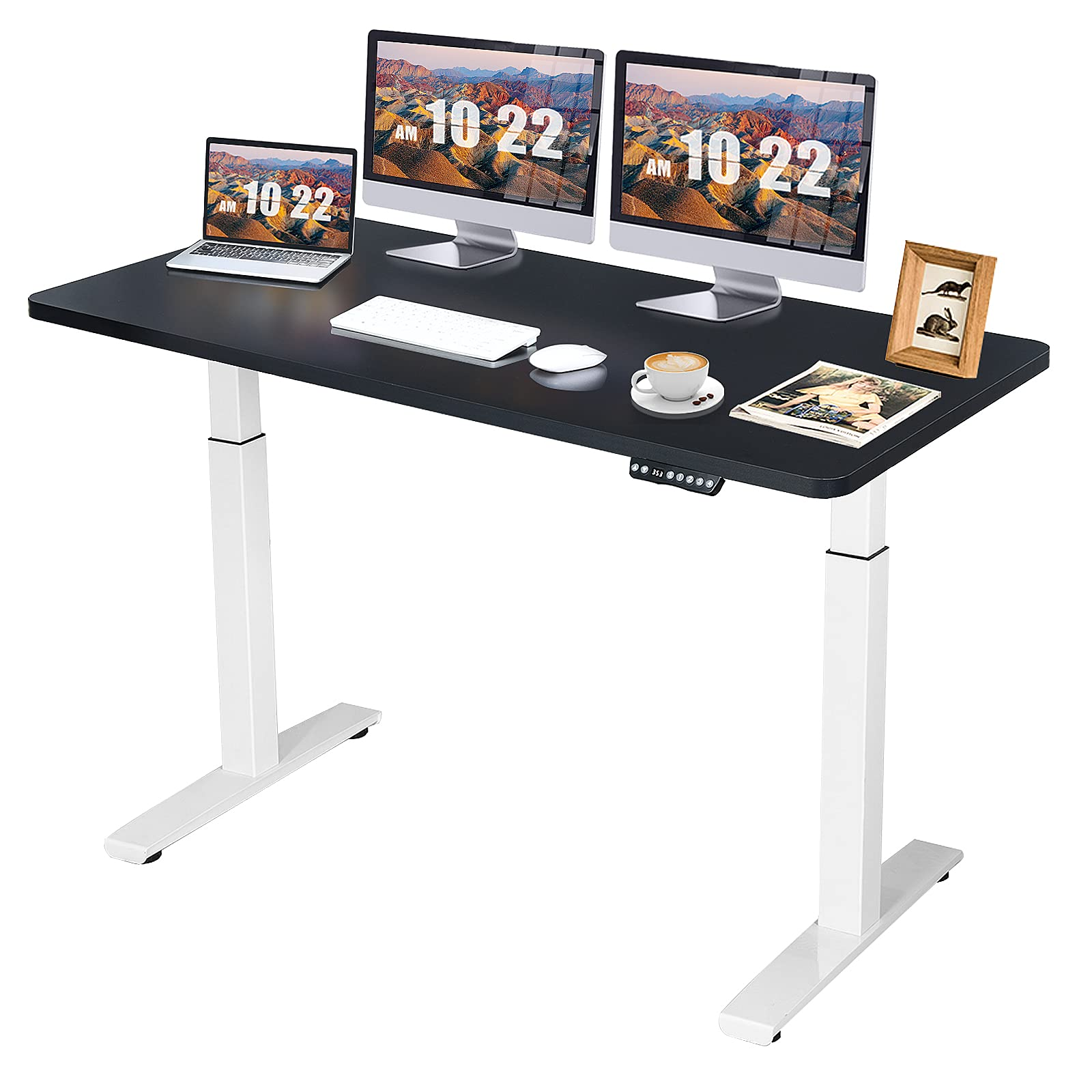 Tangkula 55 x 28 Inch Electric Standing Desk, Height Adjustable Sit to Stand Desk